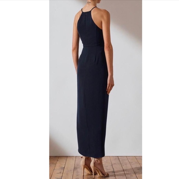 SHONA JOY: Core High Neck Ruched Navy Dress (NWT) - Picture 3 of 10